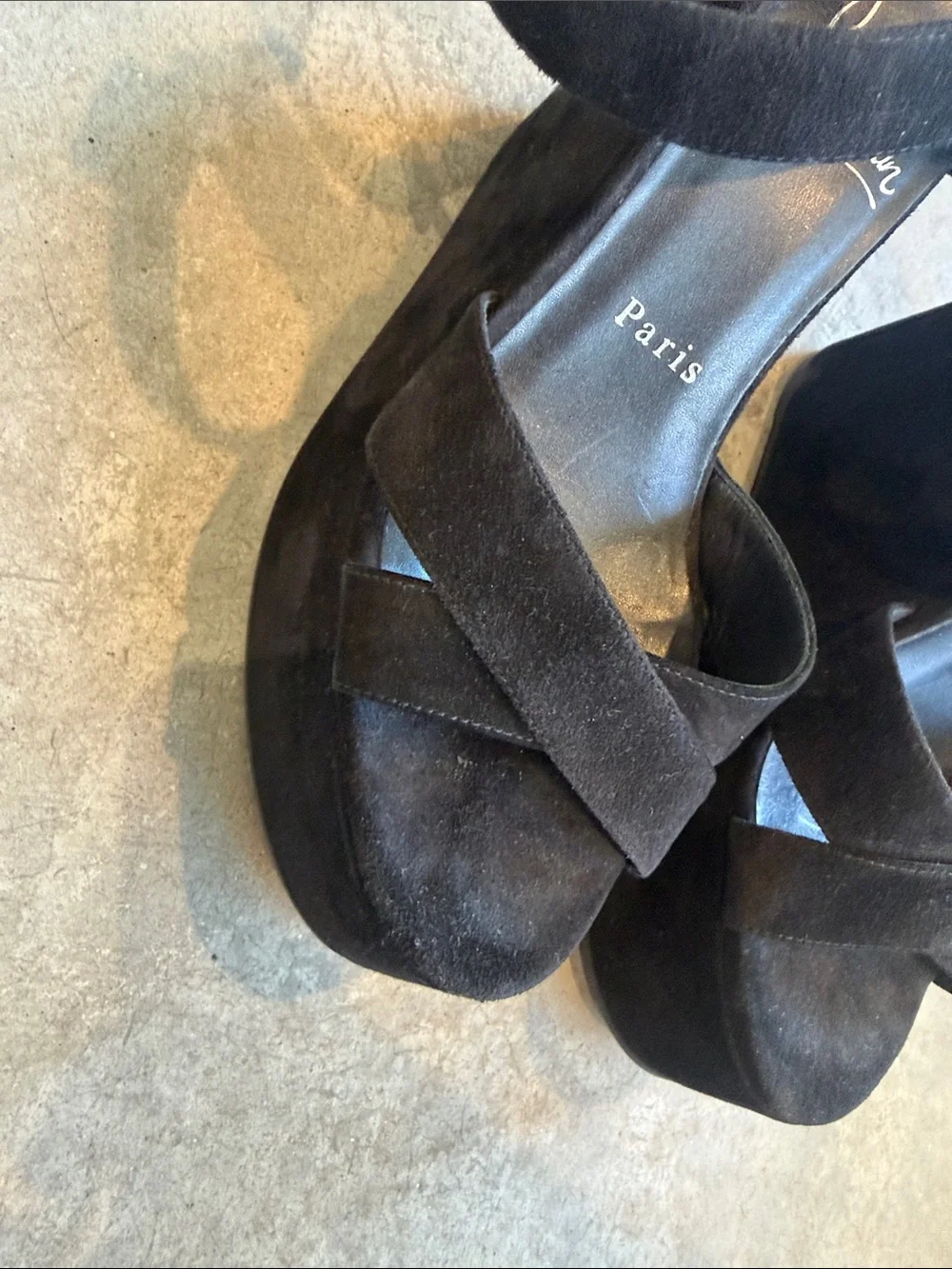 Christian Louboutin Wedge Platform Sandal in black Suede